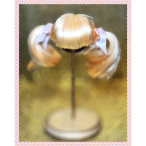 Volks 1/4 BJD Doll Mini Super Dollfie MSD Wig 7/8 W-45N Pigtails Ribbon Gold
